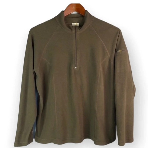 L.L.BEAN Fleece Half Zip Pullover Sweater Brown Long Sleeve Mock Gorpcore L - Picture 2 of 10
